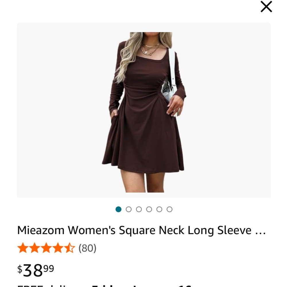 Elegant Brown Long Sleeve Dress